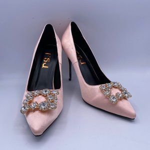 FSJ Wedding Slip On Pump Rhinestone Buckle Pointed